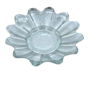 Vintage Clear Glass Daisy Pattern Trinket Dish Made in USA